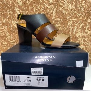 New Neutral Sandal Heels Chunky Heels • Size 8.5